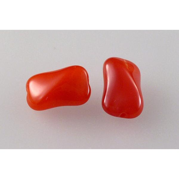 Pressed Beads Twisted Rectangle 15 x 10 mm, 97022 Red (97022-93190), Bohemia Crystal Glass, Czechia 11130370