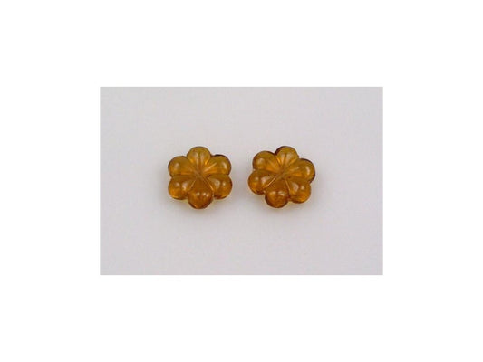 Pressed Beads Flower Transparent Brown Glass Czech Republic