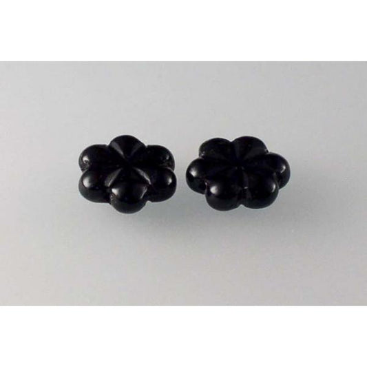 Pressed Beads Flower 13 mm, Black (23980), Bohemia Crystal Glass, Czechia 11130378