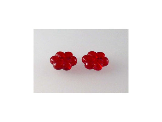 Pressed Beads Flower Ruby Red Glass Czech Republic