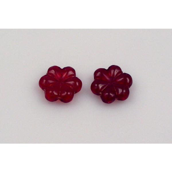 Pressed Beads Flower 13 mm, Transparent Red (90090), Bohemia Crystal Glass, Czechia 11130378