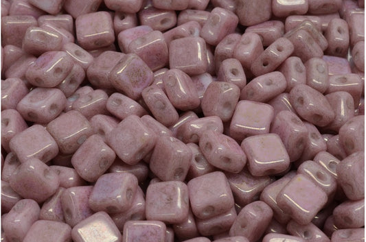 フラットシルキービーズ - 2穴、ホワイトラスターリラ（02010-14494）、ガラス、チェコ共和国