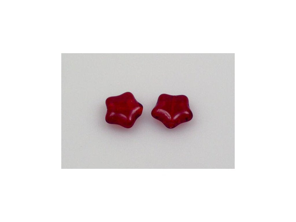Pressed Beads Star Ruby Red Glass Czech Republic