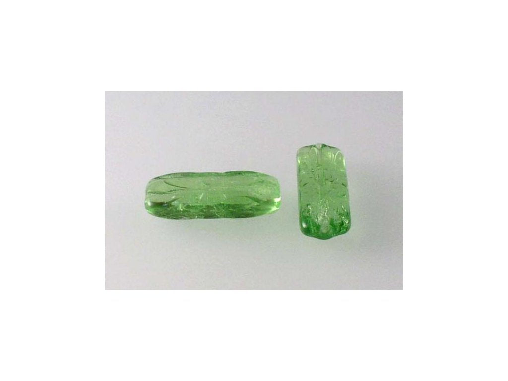 Pressed Beads Transparent Green Glass Czech Republic