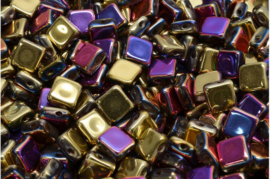 フラットシルキービーズ - 2穴、クリスタル 98545 (00030-98545)、ガラス、チェコ共和国