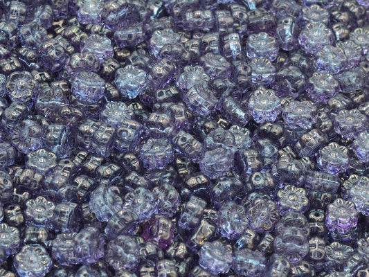 Flower Beads, Crystal Marble Violet (00030-15423), Glass, Czech Republic