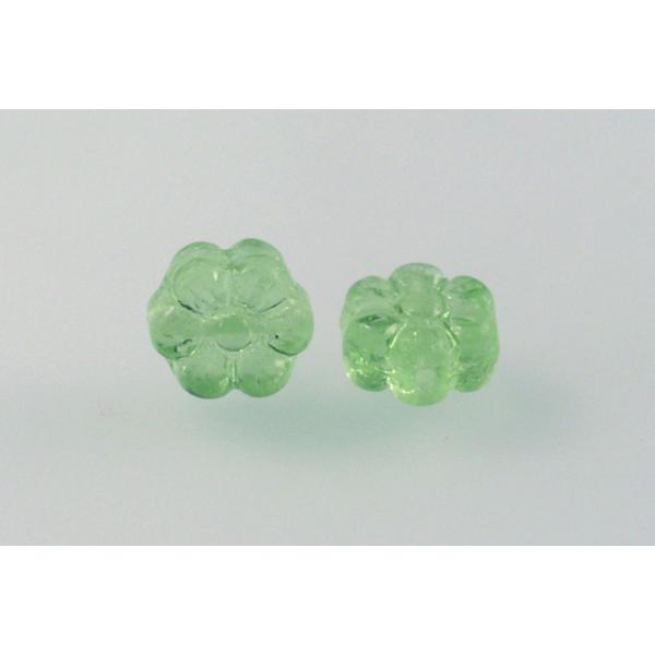 Pressed Beads Flowers 8 mm, Transparent Green (50400), Bohemia Crystal Glass, Czechia 11130409