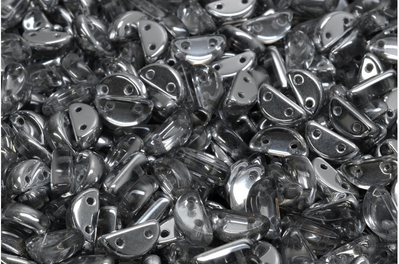 Half Moon Beads, Crystal Crystal Silver Half Coating (00030-27001), Glass, Czech Republic
