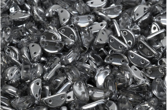 ハーフムーンビーズ、クリスタルクリスタルシルバーハーフコーティング（00030-27001）、ガラス、チェコ共和国