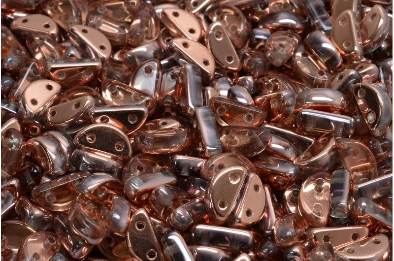 Half Moon Beads, Crystal Rose Gold Capri (00030-27101), Glass, Czech Republic