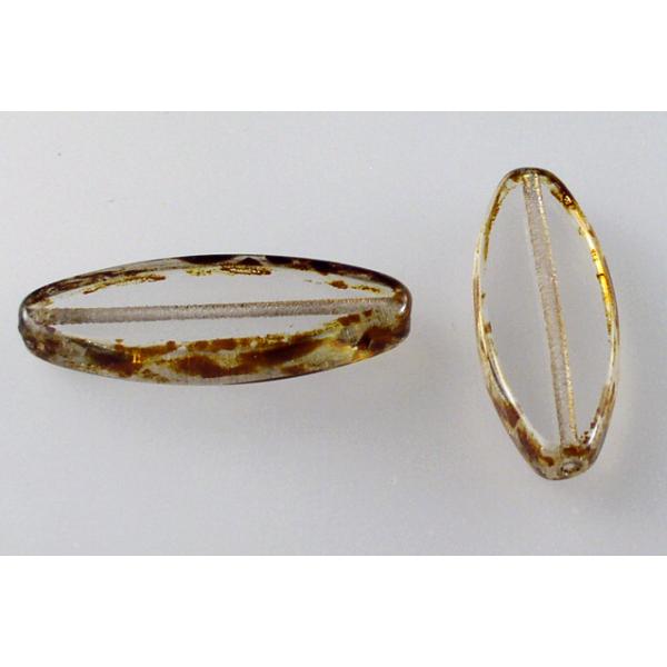 Ship Beads 30 x 11 mm, Crystal Travertin (30-86800), Bohemia Crystal Glass, Czechia 11130460