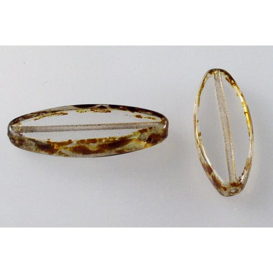 Ship Beads 30 x 11 mm, Crystal Travertin (30-86800), Bohemia Crystal Glass, Czechia 11130460