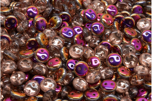 2穴レンズ豆ビーズ、クリスタルスリペリット（00030-29501）、ガラス、チェコ共和国