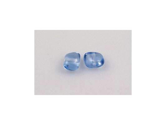 Pressed Beads Transparent Blue Glass Czech Republic