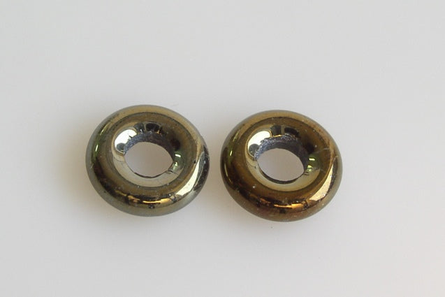 Demi Round O-bead Circular Spacer Beads 10 mm, Black Brown Iris (23980-21415), Bohemia Crystal Glass, Czechia 11144003