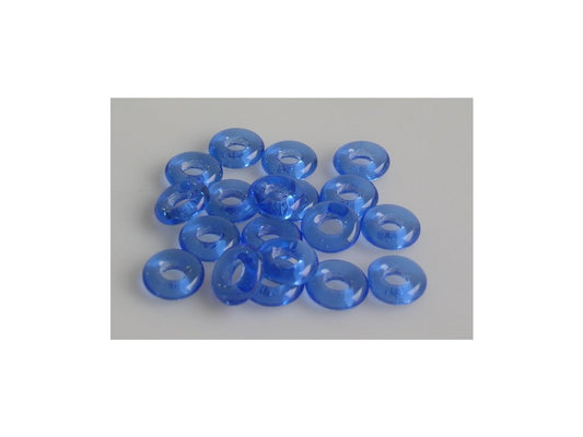 Demi Round O-bead Circular Spacer Beads Transparent Blue Glass Czech Republic