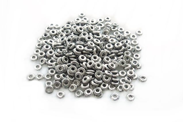 Demi Round O-bead Circular Spacer Beads 4 mm, Black Antique Silver Patina (23980-81002), Bohemia Crystal Glass, Czechia 11144003