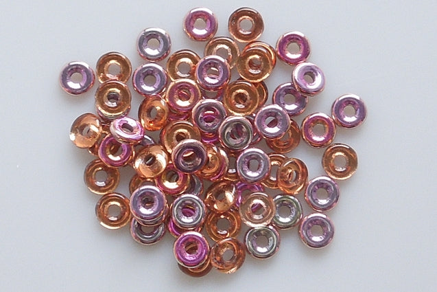 Demi Round O-bead Circular Spacer Beads 6 mm, Crystal Crystal Pinkyellow Coating (30-27137), Bohemia Crystal Glass, Czechia 11144003
