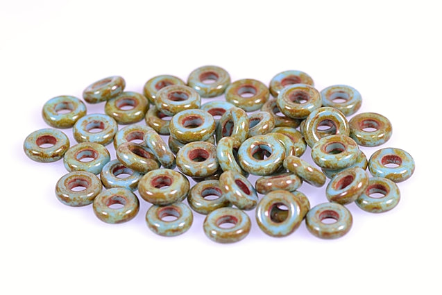 Demi Round O-bead Circular Spacer Beads 8 mm, Blue Travertin (63020-86800), Bohemia Crystal Glass, Czechia 11144003