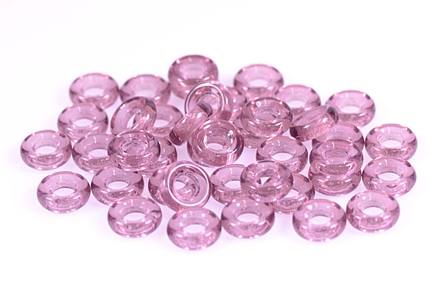 Demi Round O-bead Circular Spacer Beads 9 mm, Transparent Light Amethyst (20040), Bohemia Crystal Glass, Czechia 11144003