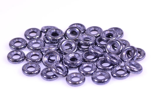 Demi Round O-bead Circular Spacer Beads 9 mm, Black Hematite (23980-14400), Bohemia Crystal Glass, Czechia 11144003