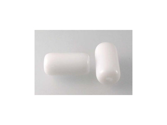Pressed Beads Tube Chalk White Glass Czech Republic