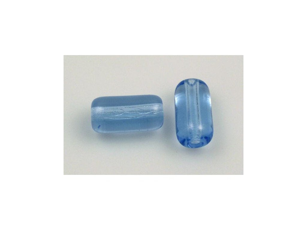 Pressed Beads Tube Transparent Blue Glass Czech Republic