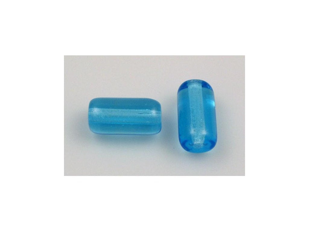 Pressed Beads Tube Transparent Aqua Glass Czech Republic