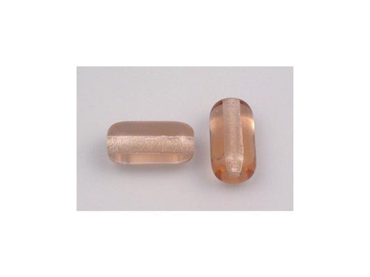 Pressed Beads Tube Transparent Pink Glass Czech Republic