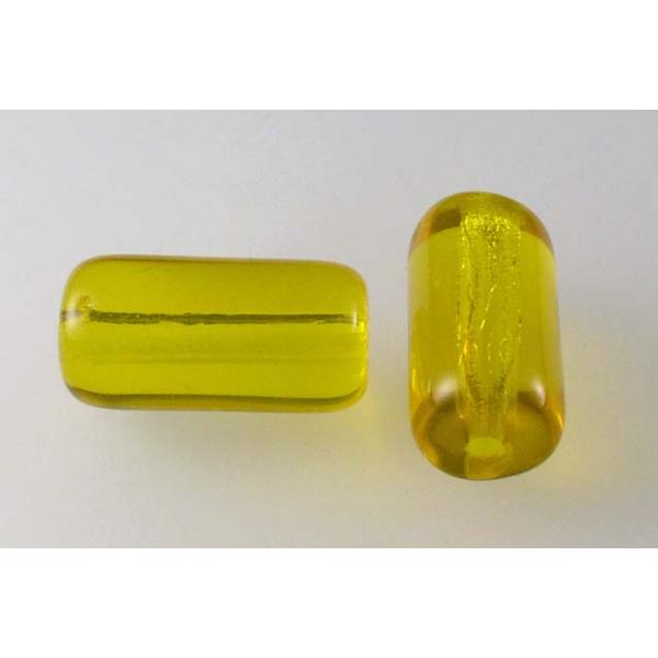 Pressed Beads Tube 14 x 7 20 x 11 mm, Transparent Yellow (80020), Bohemia Crystal Glass, Czechia 11149002