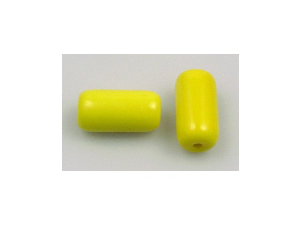 Pressed Beads Tube Bright Yellow Glass Czech Republic