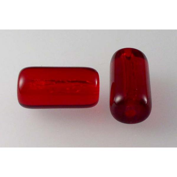 Pressed Beads Tube 14 x 7 20 x 11 mm, Ruby Red (90080), Bohemia Crystal Glass, Czechia 11149002