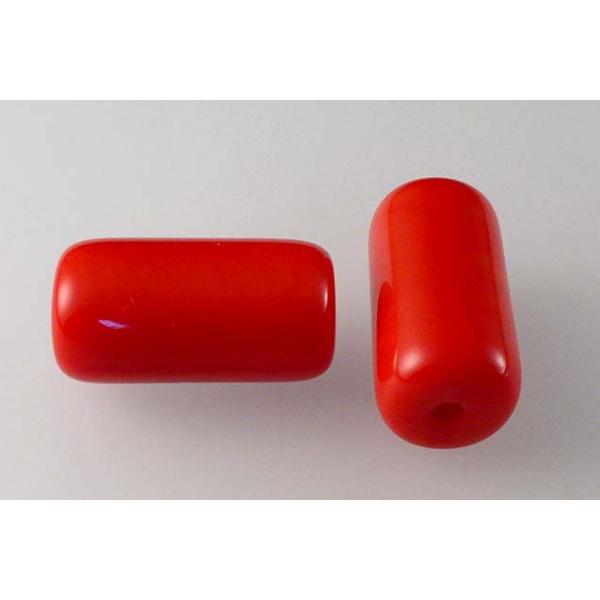 Pressed Beads Tube 14 x 7 20 x 11 mm, Opaque Red (93200), Bohemia Crystal Glass, Czechia 11149002