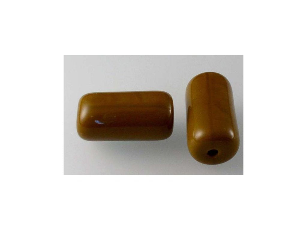 Pressed Beads Tube Opaque Brown Glass Czech Republic