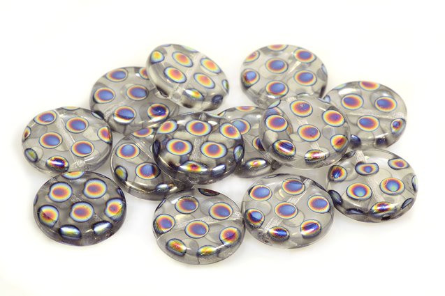 Pressed Flat Round Coin Beads 15 mm, Crystal 28107 (30-28107), Bohemia Crystal Glass, Czechia 11149004