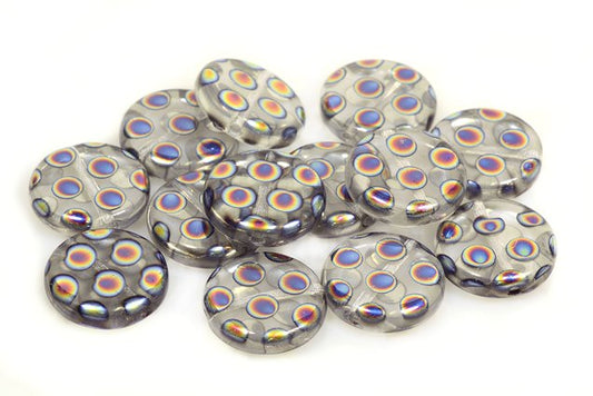Pressed Flat Round Coin Beads 15 mm, Crystal 28107 (30-28107), Bohemia Crystal Glass, Czechia 11149004
