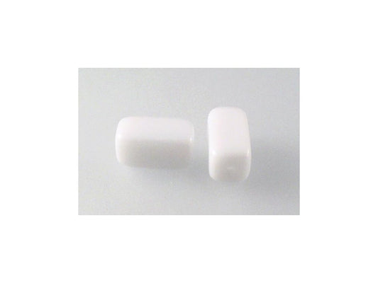 Pressed Beads Square Rectangle Chalk White Glass Czech Republic