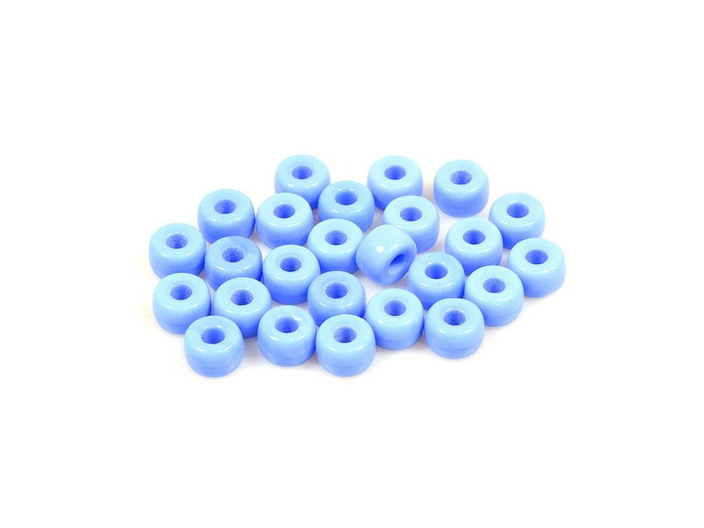 Pressed Beads Pony Bagel Opaque Blue Glass Czech Republic