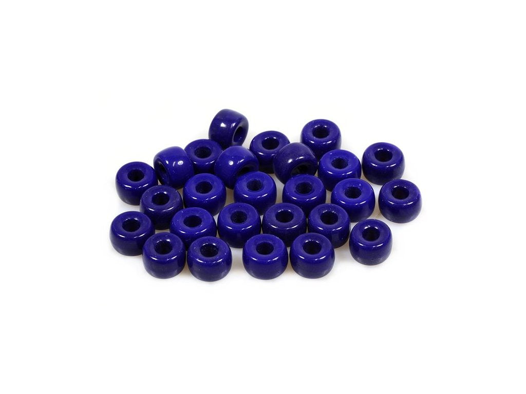 Pressed Beads Pony Bagel Opaque Blue Glass Czech Republic