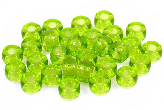 Pressed Beads Pony Bagel 9 mm, Transparent Green (50200), Bohemia Crystal Glass, Czechia 11149017