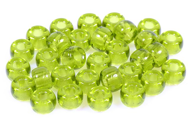 Pressed Beads Pony Bagel 9 mm, Transparent Green (50210), Bohemia Crystal Glass, Czechia 11149017