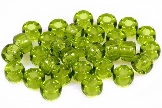 Pressed Beads Pony Bagel 9 mm, Transparent Green (50230), Bohemia Crystal Glass, Czechia 11149017