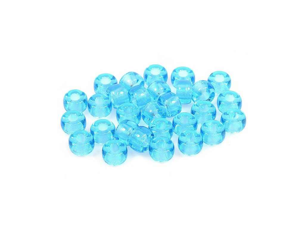 Pressed Beads Pony Bagel Transparent Aqua Glass Czech Republic