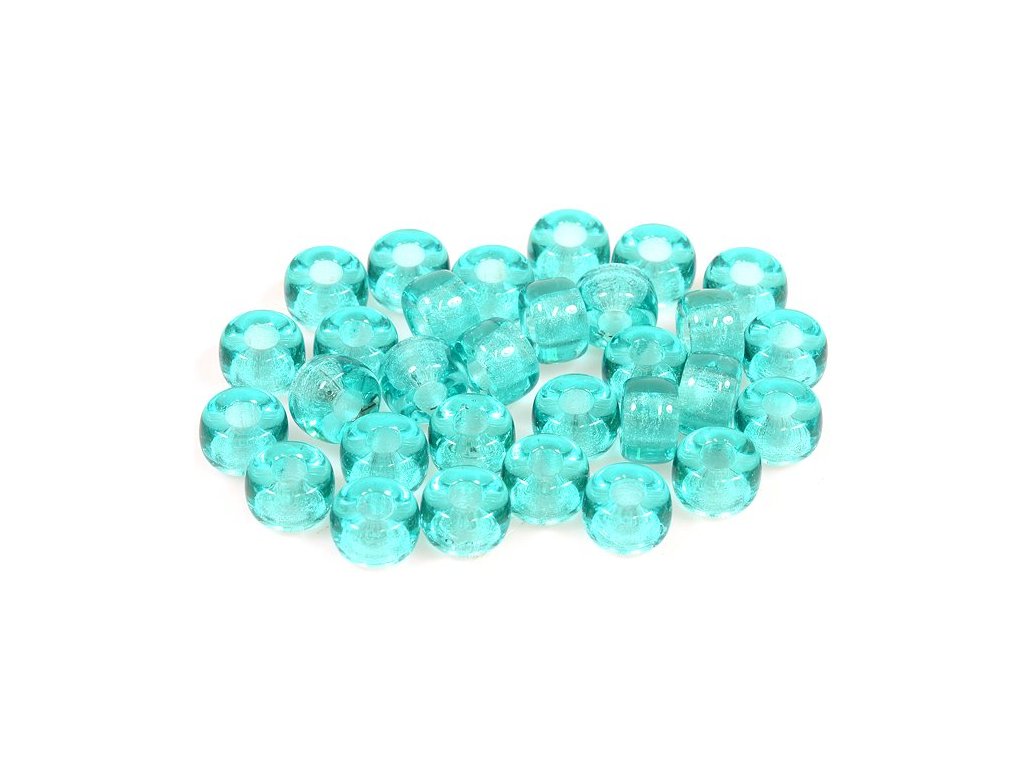 Pressed Beads Pony Bagel Transparent Aqua Glass Czech Republic