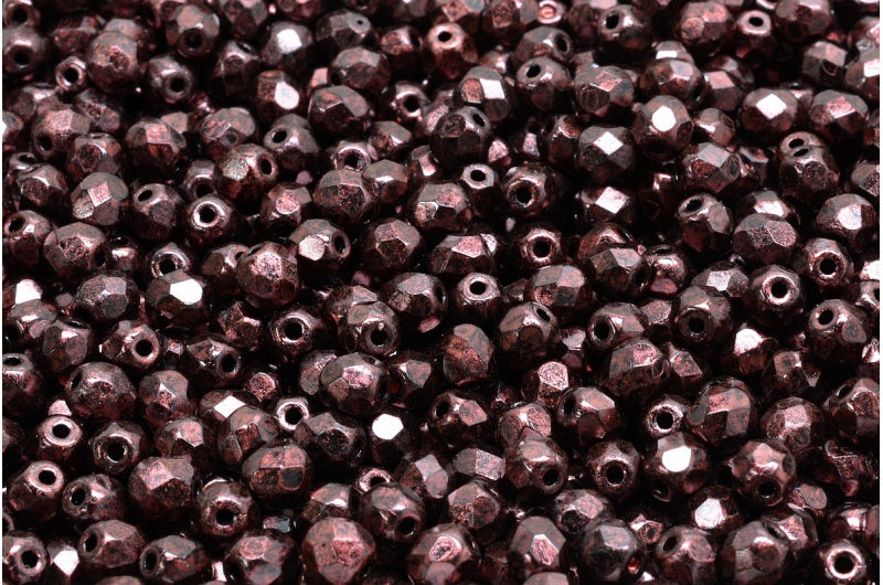 Fire Polished Faceted Beads Round, Black 57904 (23980-57904), Bohemia Crystal Glass, Czech Republic