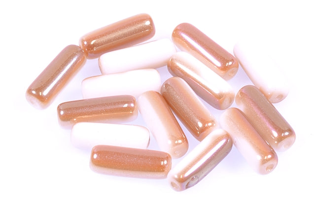 Pressed Beads Tube 16 x 6 mm, Chalk White 22501 (3000-22501), Bohemia Crystal Glass, Czechia 11149018
