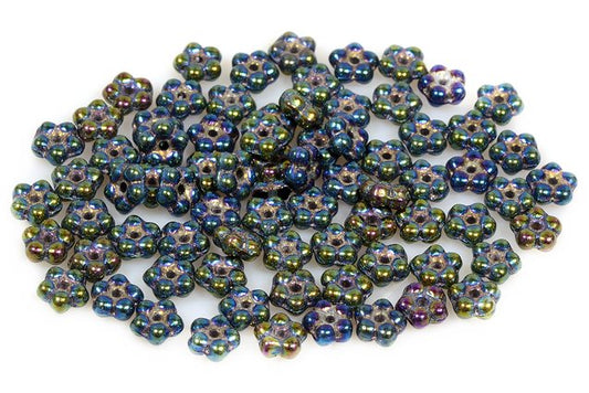 Pressed Beads Flower 5 mm, Black 21455 (23980-21455), Bohemia Crystal Glass, Czechia 11149203