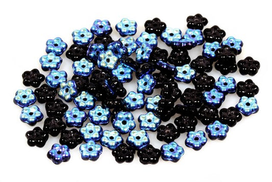Pressed Beads Flower 5 mm, Black Ab (23980-28701), Bohemia Crystal Glass, Czechia 11149203
