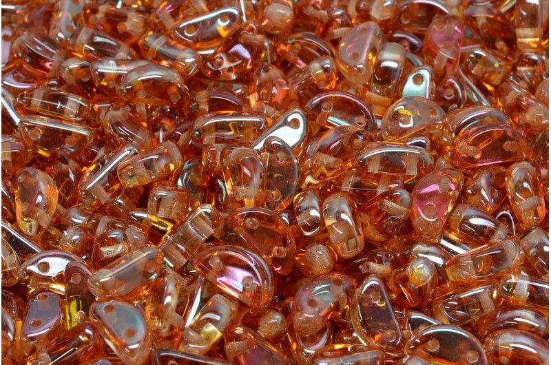 Half Moon Beads, Crystal Apricot Coatings (00030-29121), Glass, Czech Republic