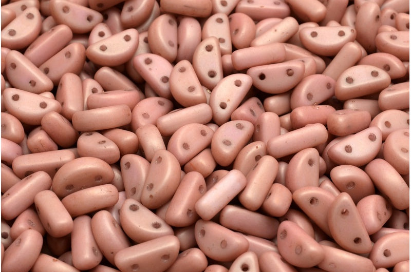 ハーフムーンビーズ、ホワイトマットラスターレッドフルコーティング（02010-84100-14495）、ガラス、チェコ共和国